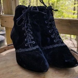 Black Velvet Vintage Victorian Boots
